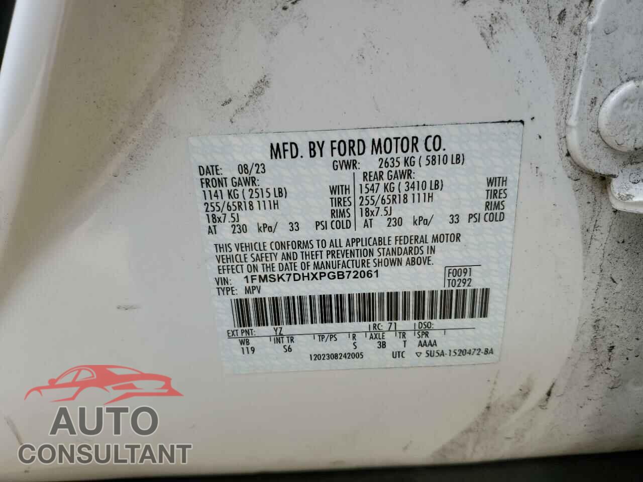 FORD EXPLORER 2023 - 1FMSK7DHXPGB72061