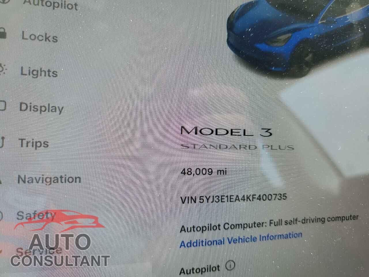 TESLA MODEL 3 2019 - 5YJ3E1EA4KF400735