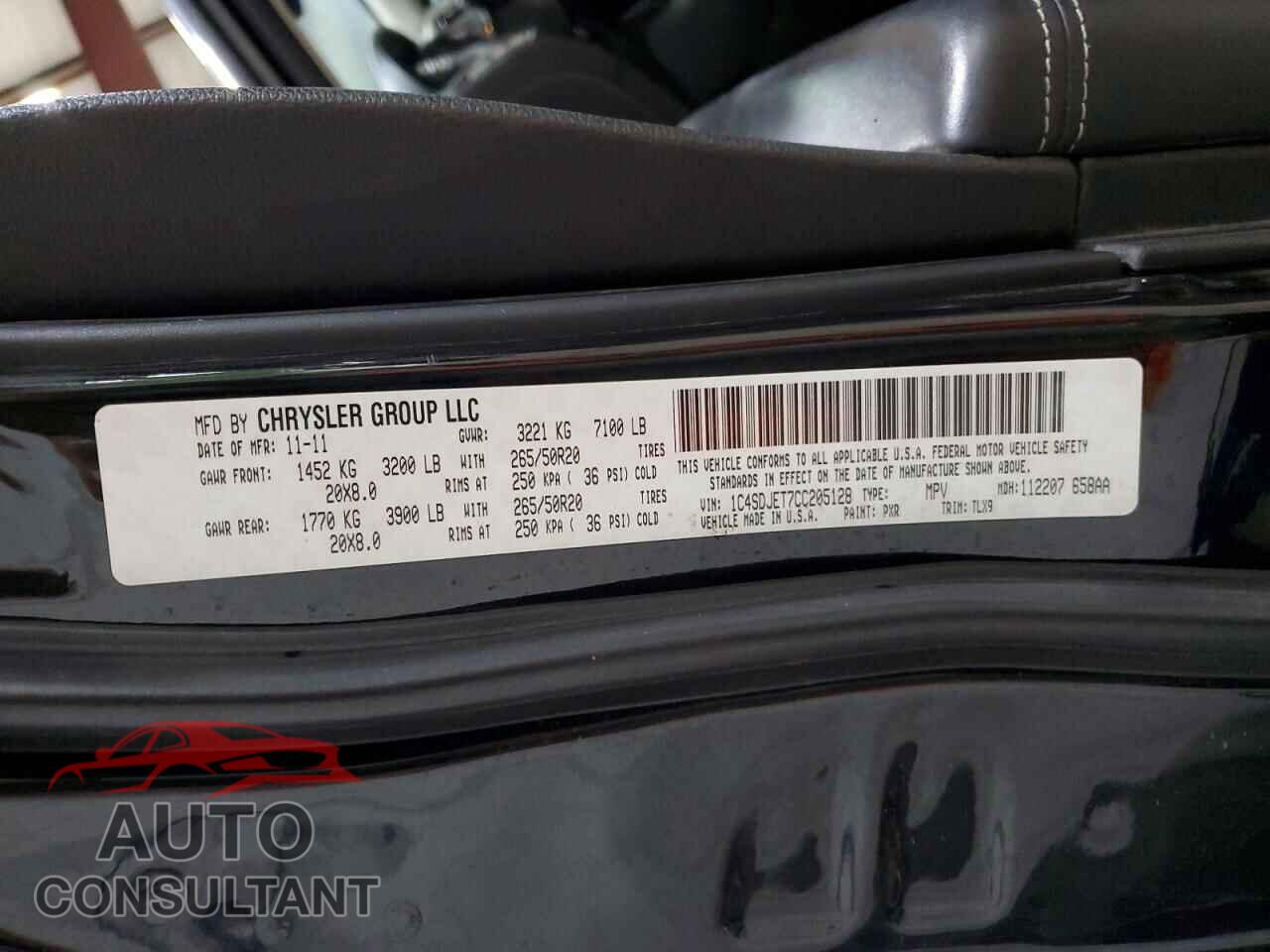 DODGE DURANGO 2012 - 1C4SDJET7CC205128