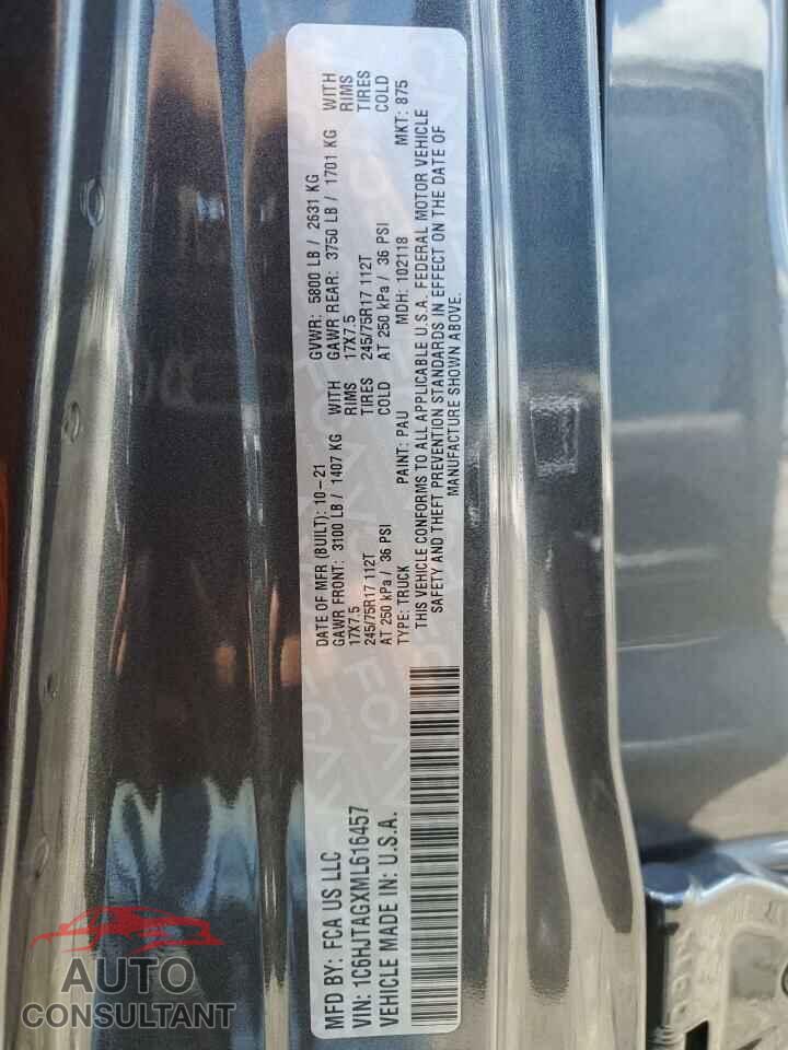 JEEP GLADIATOR 2021 - 1C6HJTAGXML616457