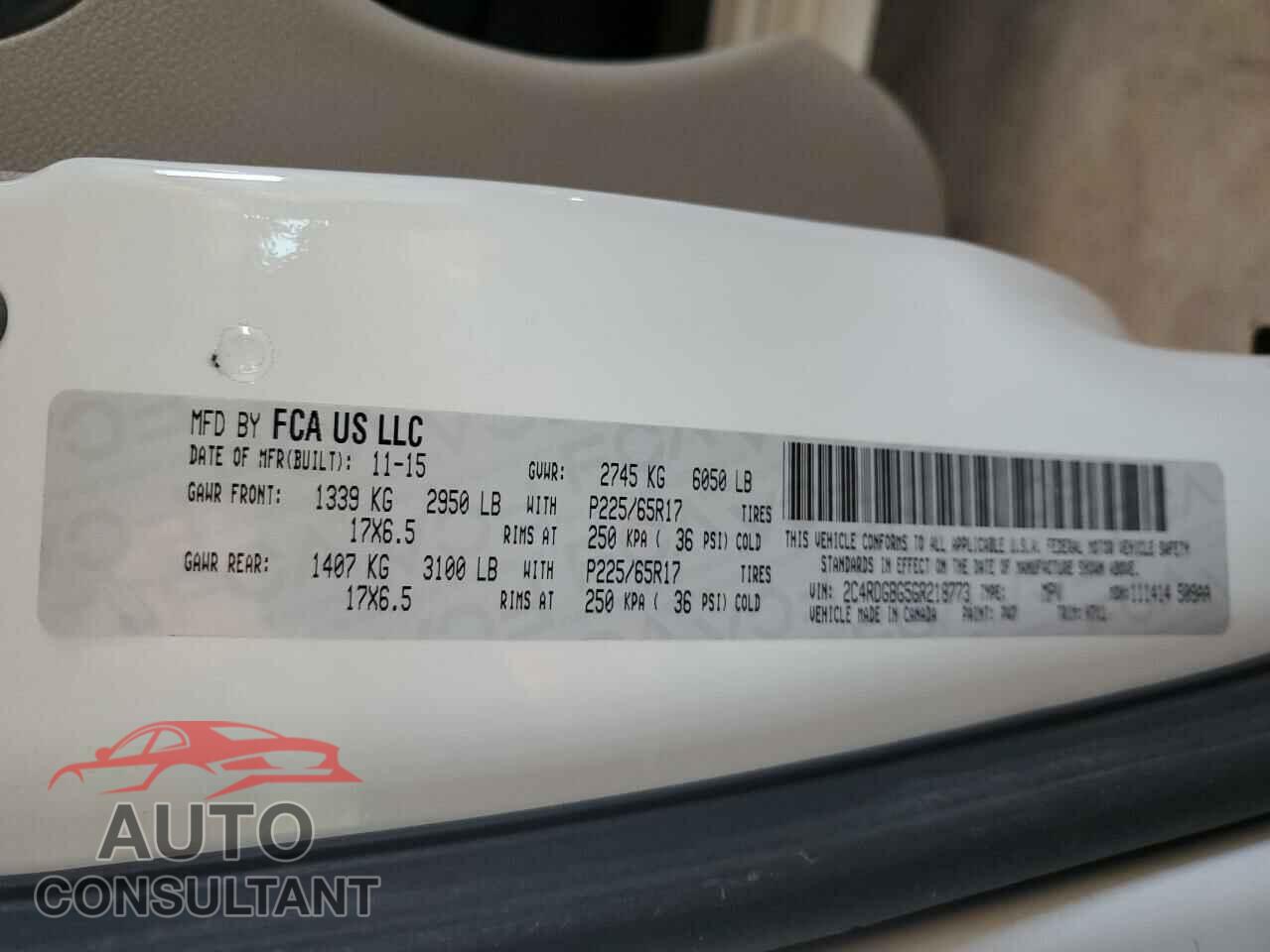 DODGE CARAVAN 2016 - 2C4RDGBG5GR218773