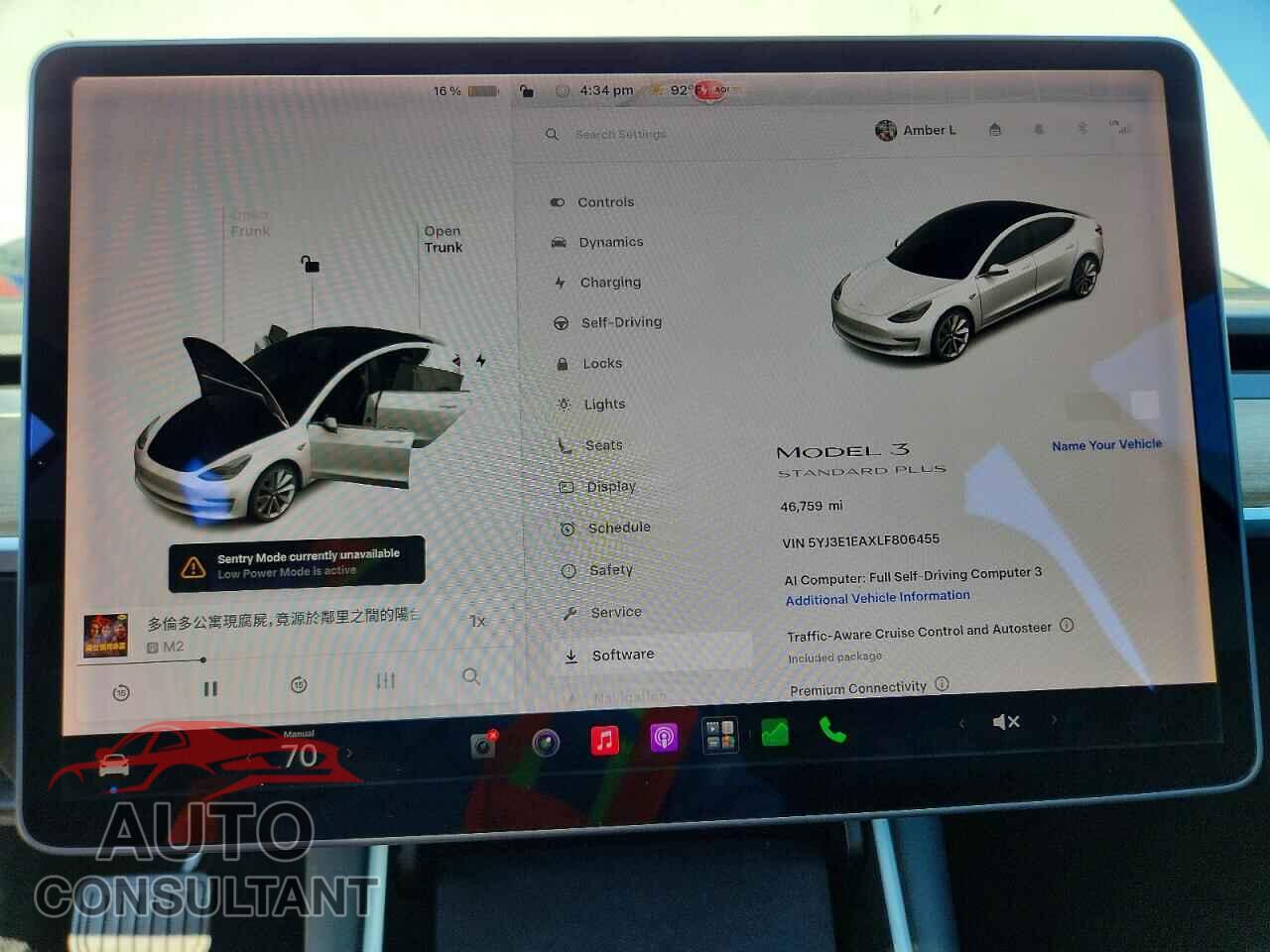TESLA MODEL 3 2020 - 5YJ3E1EAXLF806455