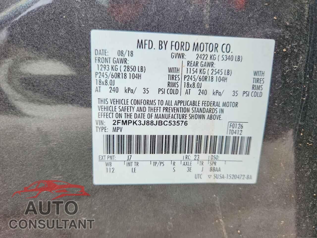 FORD EDGE 2018 - 2FMPK3J88JBC53576