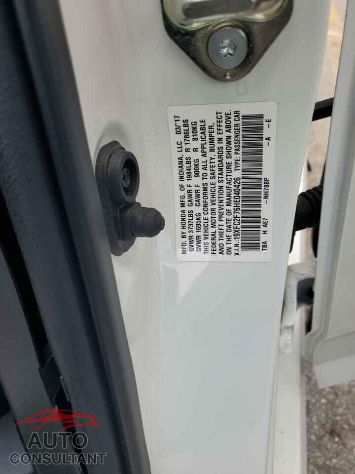 HONDA CIVIC 2017 - 19XFC2F76HE040426