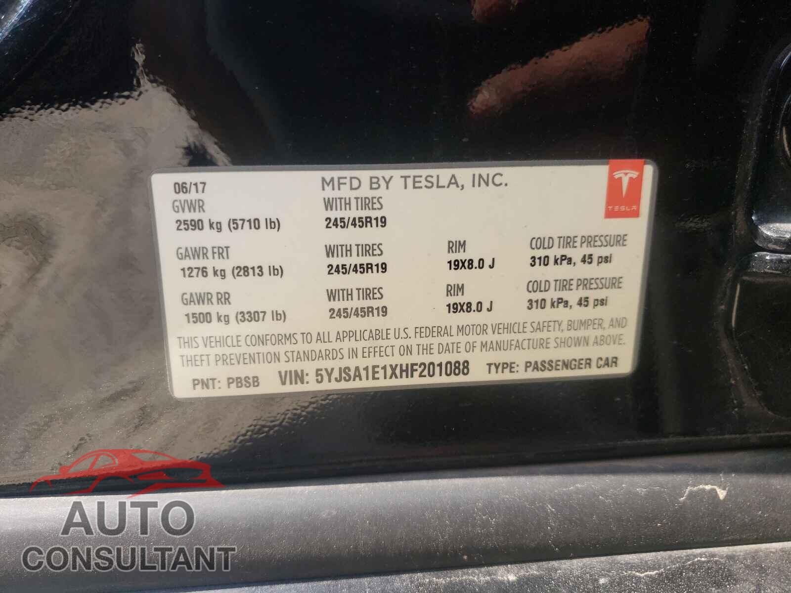 TESLA MODEL S 2017 - 5YJSA1E1XHF201088