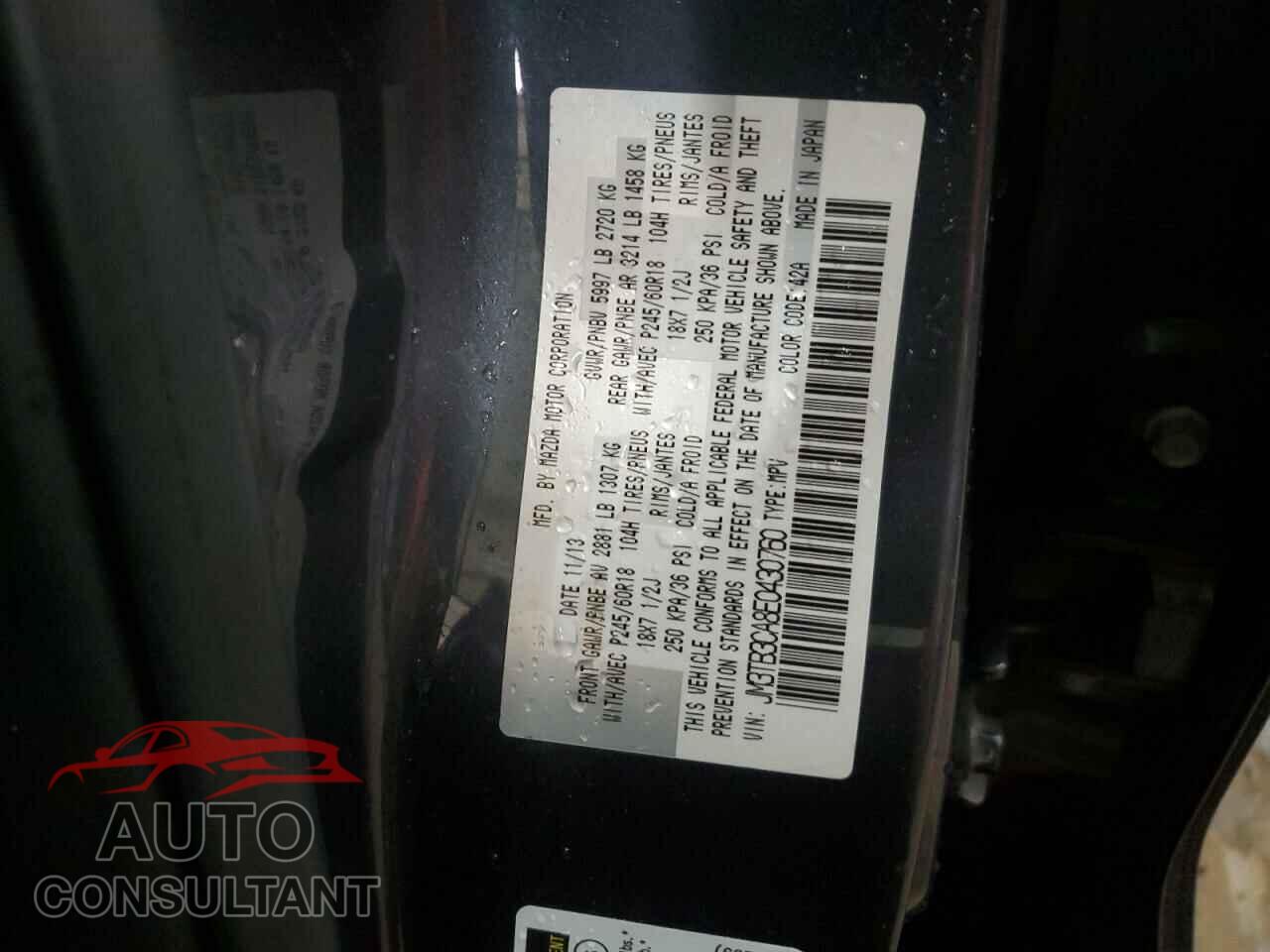 MAZDA CX-9 2014 - JM3TB3CA8E0430760