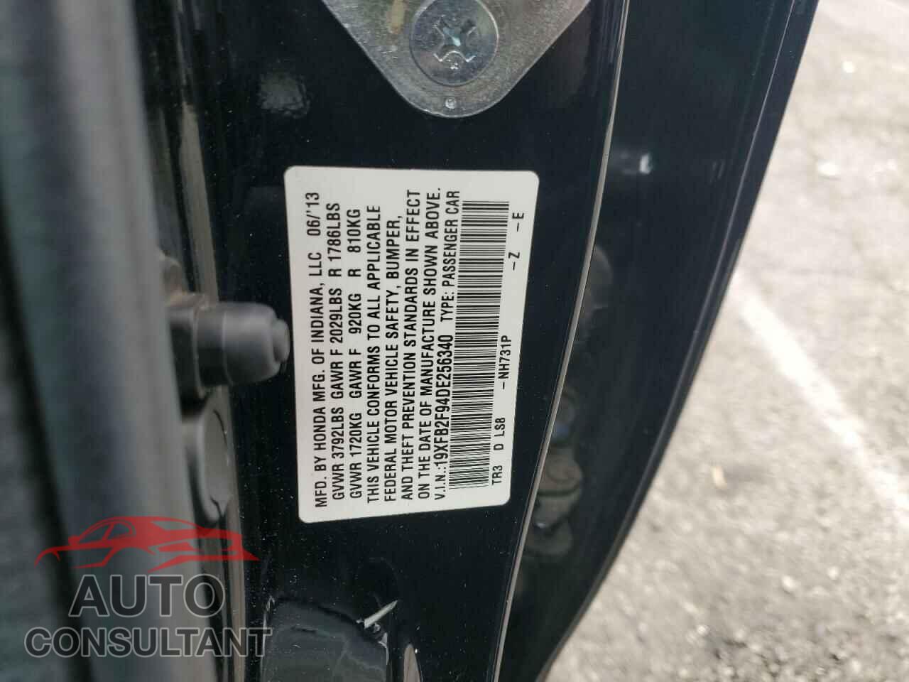 HONDA CIVIC 2013 - 19XFB2F94DE256340