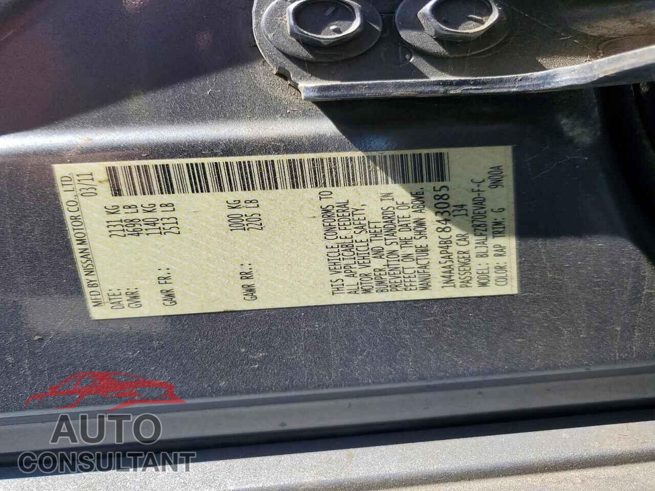 NISSAN MAXIMA 2011 - 1N4AA5AP4BC843085