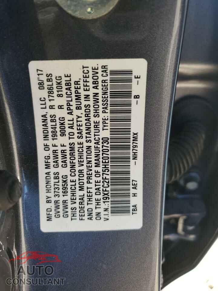 HONDA CIVIC 2017 - 19XFC2F75HE070730
