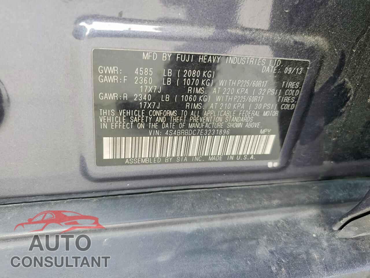 SUBARU OUTBACK 2014 - 4S4BRBDC7E3231896