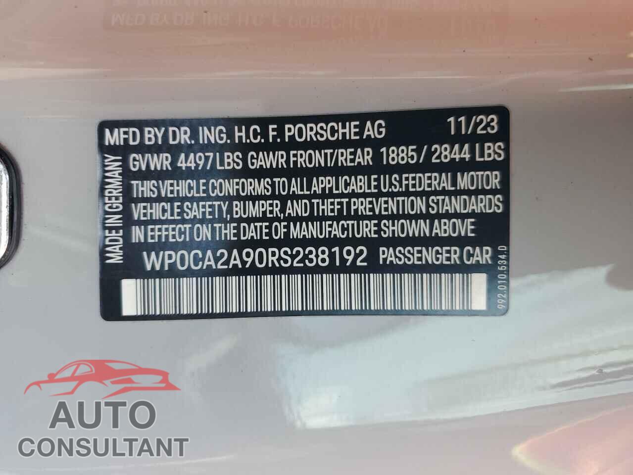 PORSCHE 911 2024 - WP0CA2A90RS238192