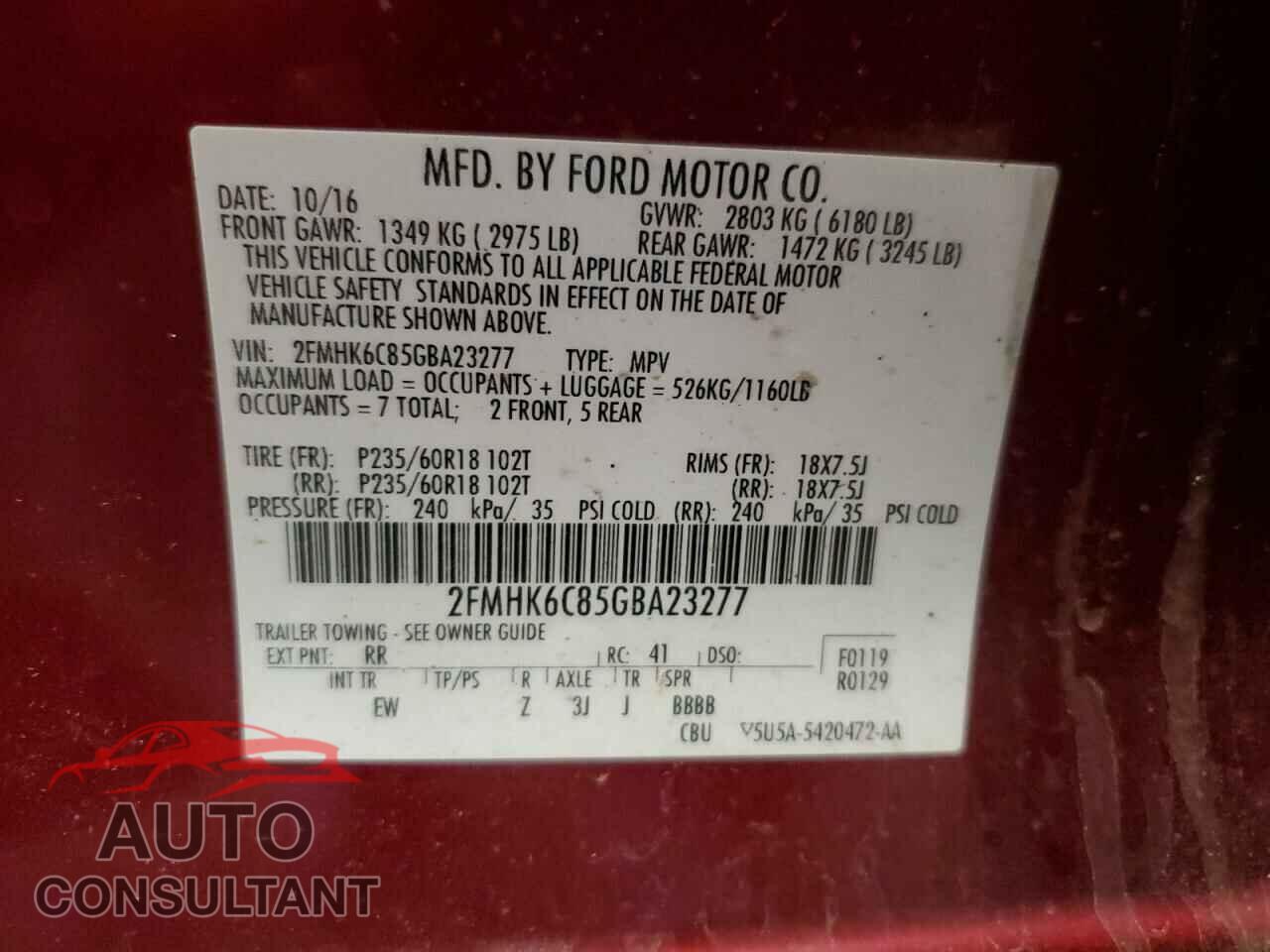 FORD FLEX 2016 - 2FMHK6C85GBA23277