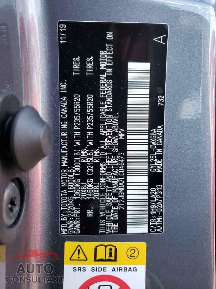 LEXUS RX450 2020 - 2T2JGMDA7LC046473