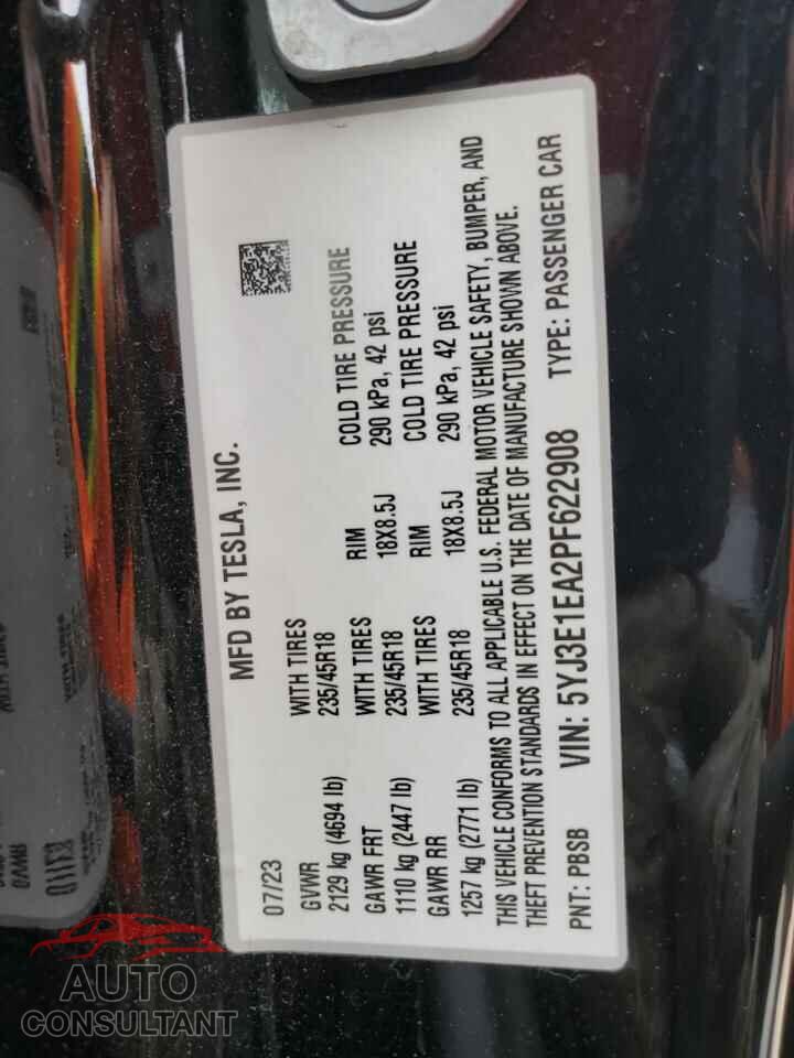 TESLA MODEL 3 2023 - 5YJ3E1EA2PF622908