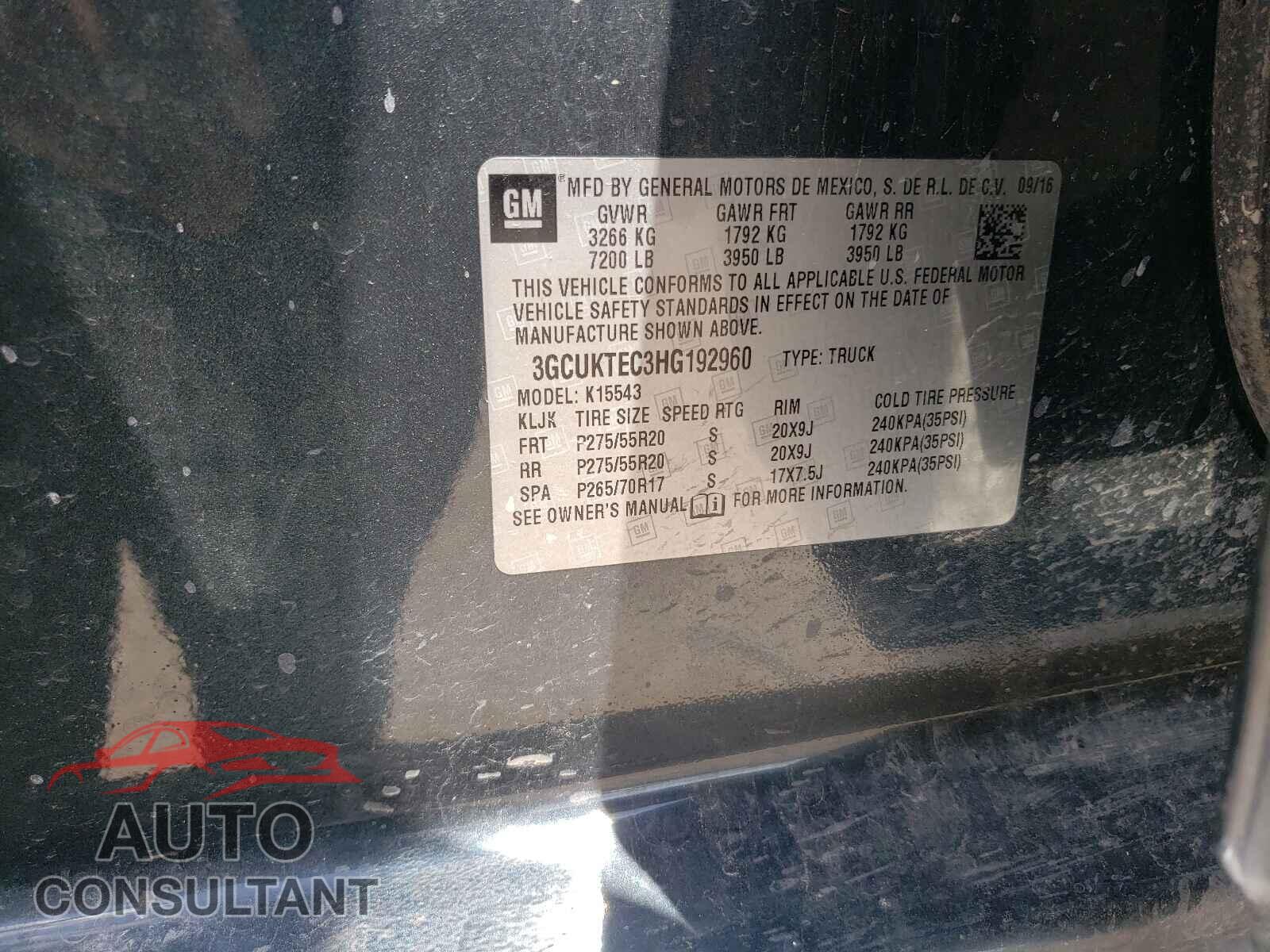 CHEVROLET SILVERADO 2017 - 3GCUKTEC3HG192960
