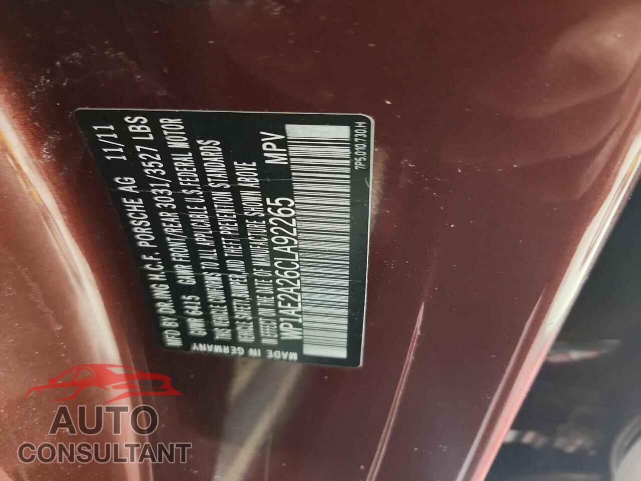 PORSCHE CAYENNE 2012 - WP1AE2A26CLA92265