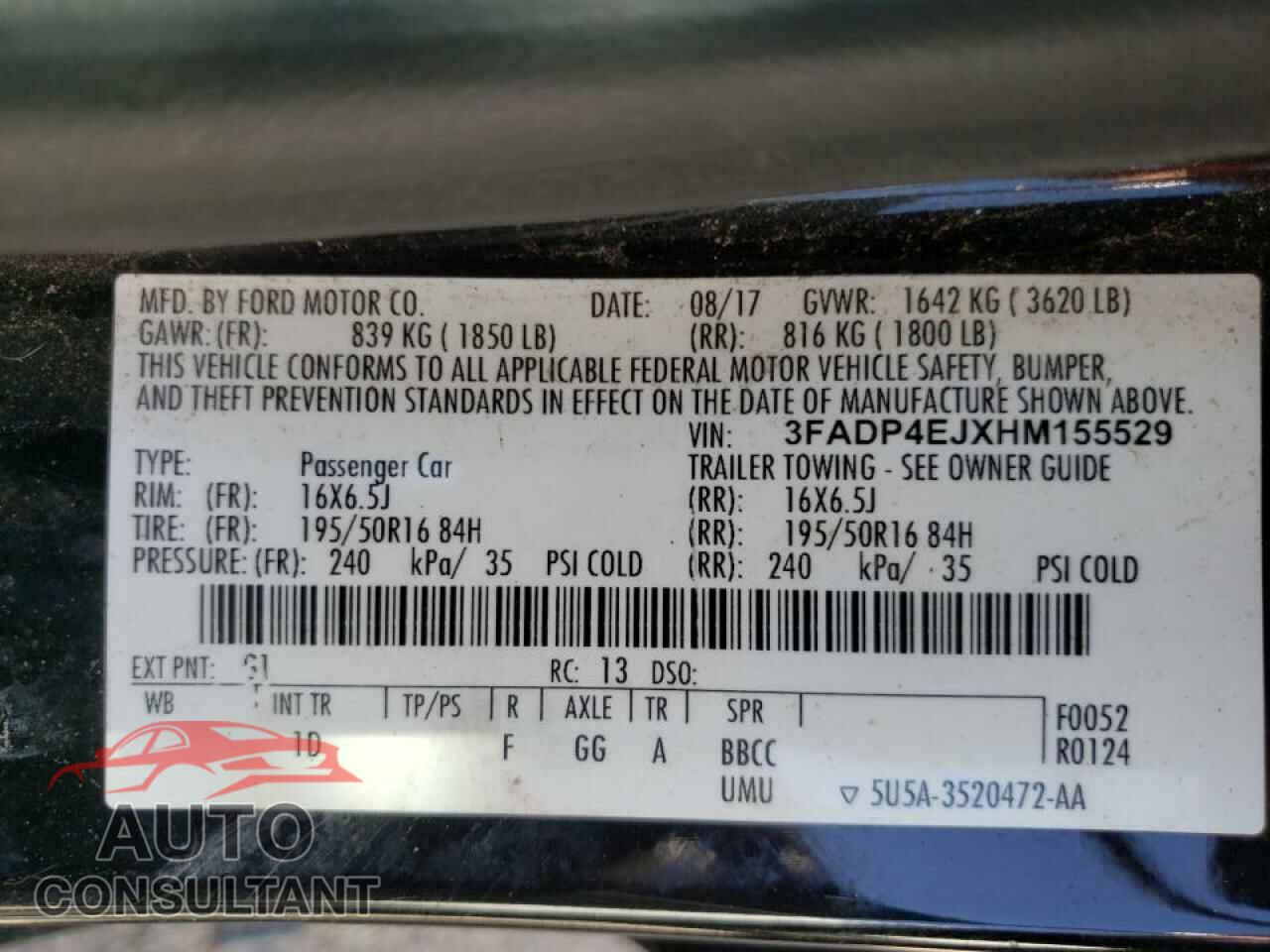 FORD FIESTA 2017 - 3FADP4EJXHM155529