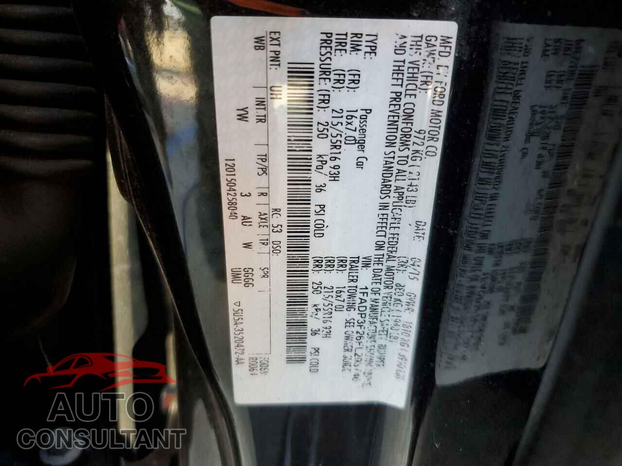 FORD FOCUS 2015 - 1FADP3F26FL293746