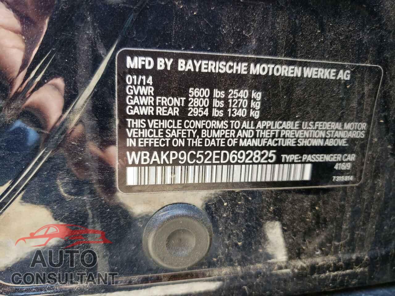 BMW 5 SERIES 2014 - WBAKP9C52ED692825