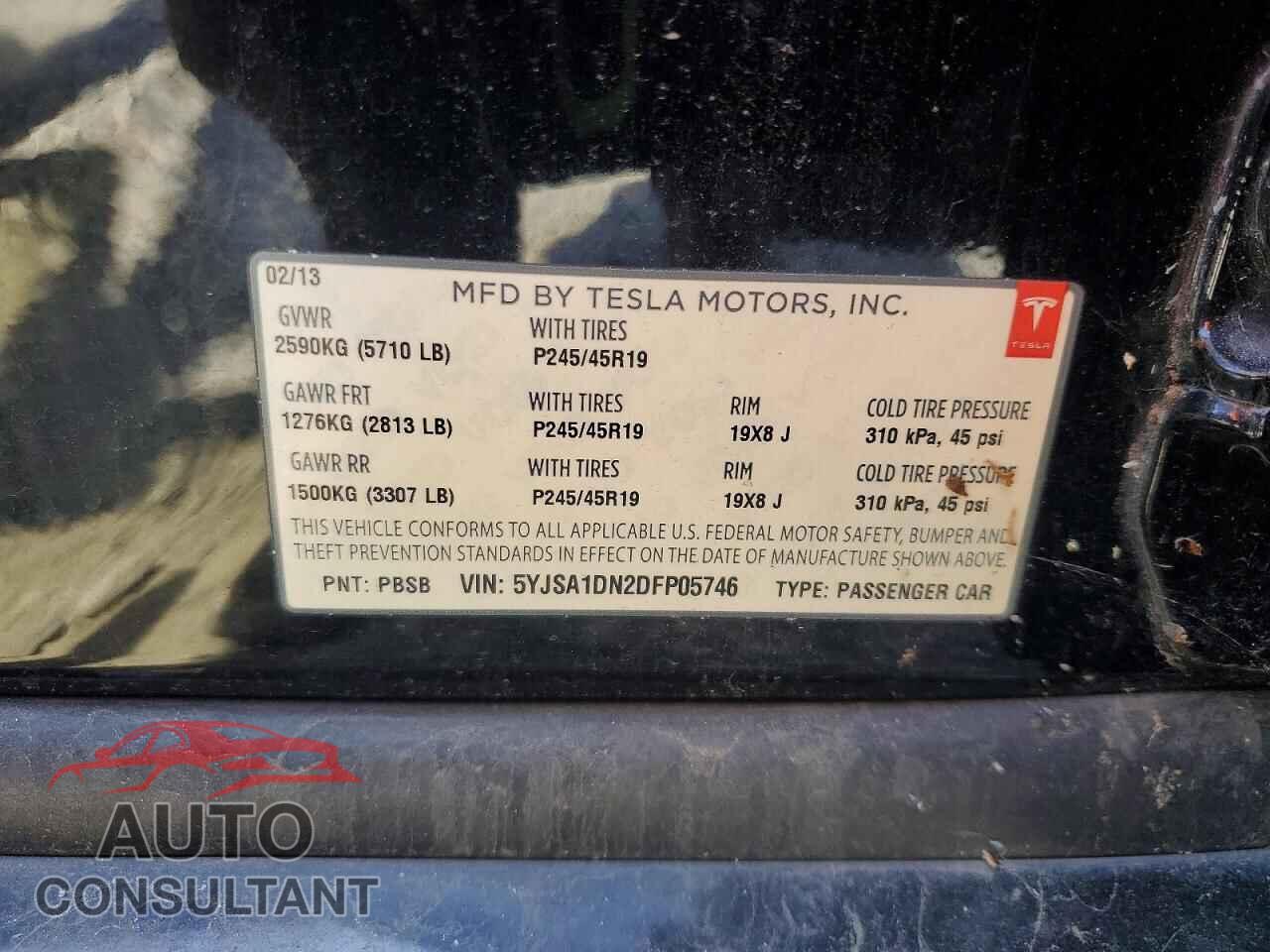 TESLA MODEL S 2013 - 5YJSA1DN2DFP05746