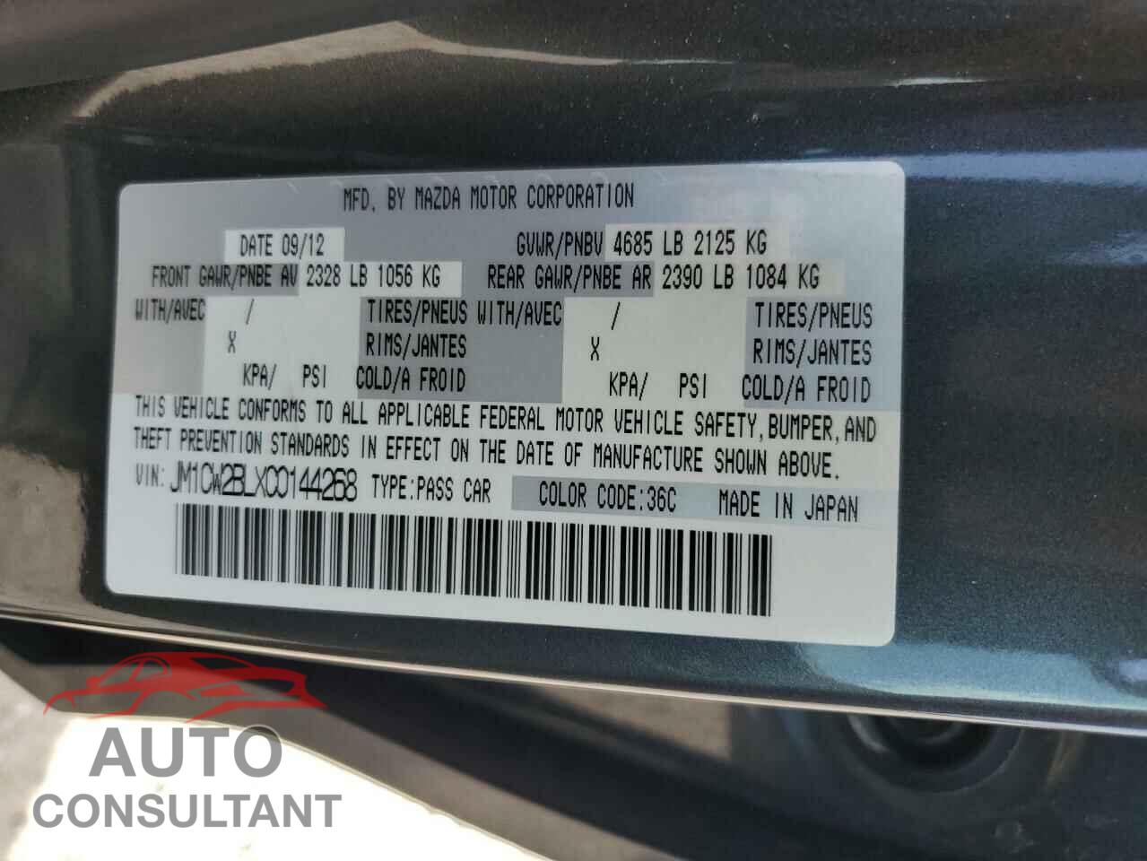 MAZDA 5 2012 - JM1CW2BLXC0144268