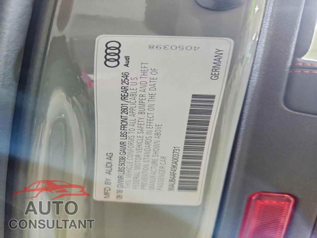 AUDI S4/RS4 2019 - WAUB4AF49KA003731