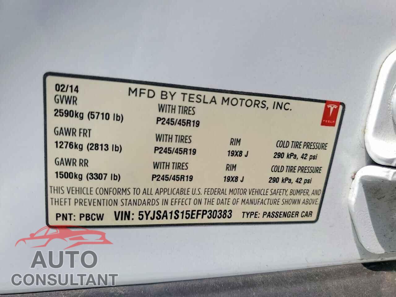 TESLA MODEL S 2014 - 5YJSA1S15EFP30383