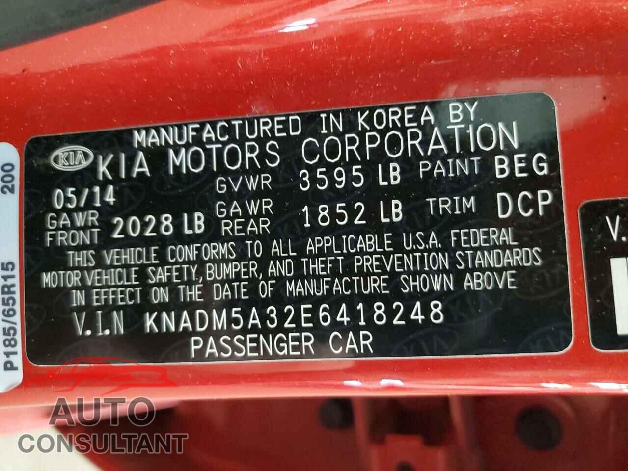 KIA RIO 2014 - KNADM5A32E6418248