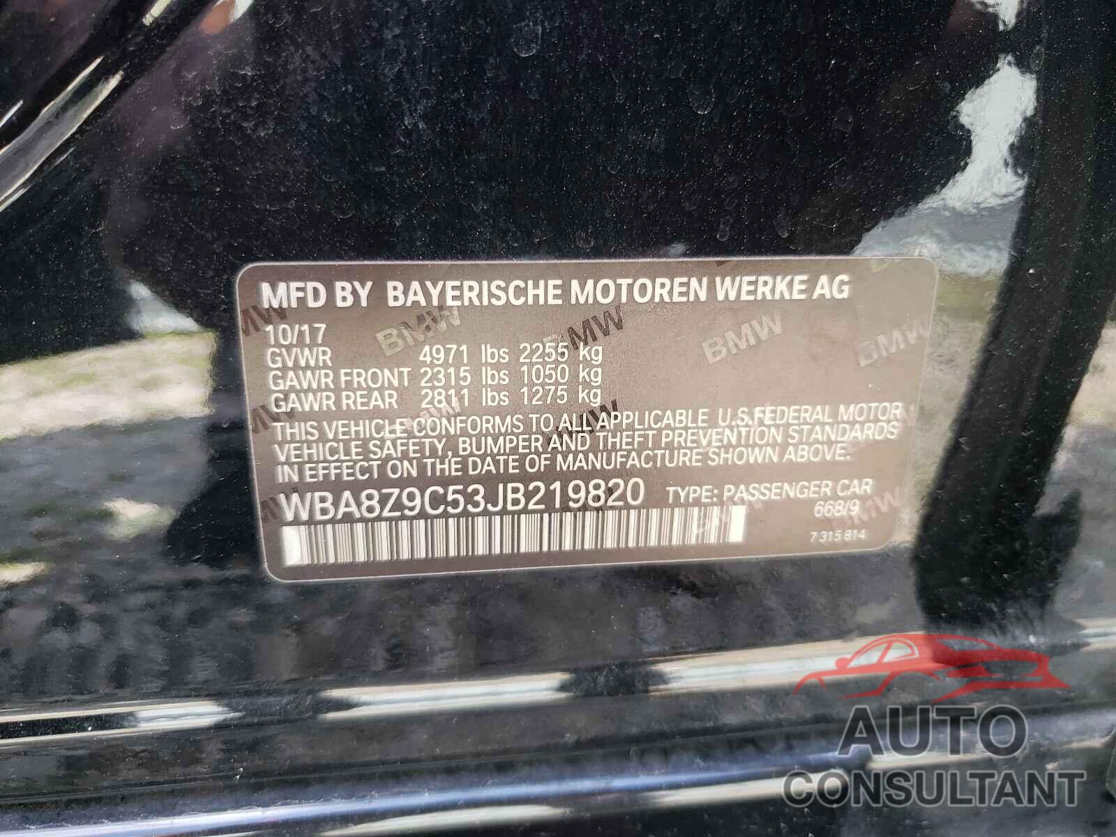 BMW 3 SERIES 2018 - WBA8Z9C53JB219820