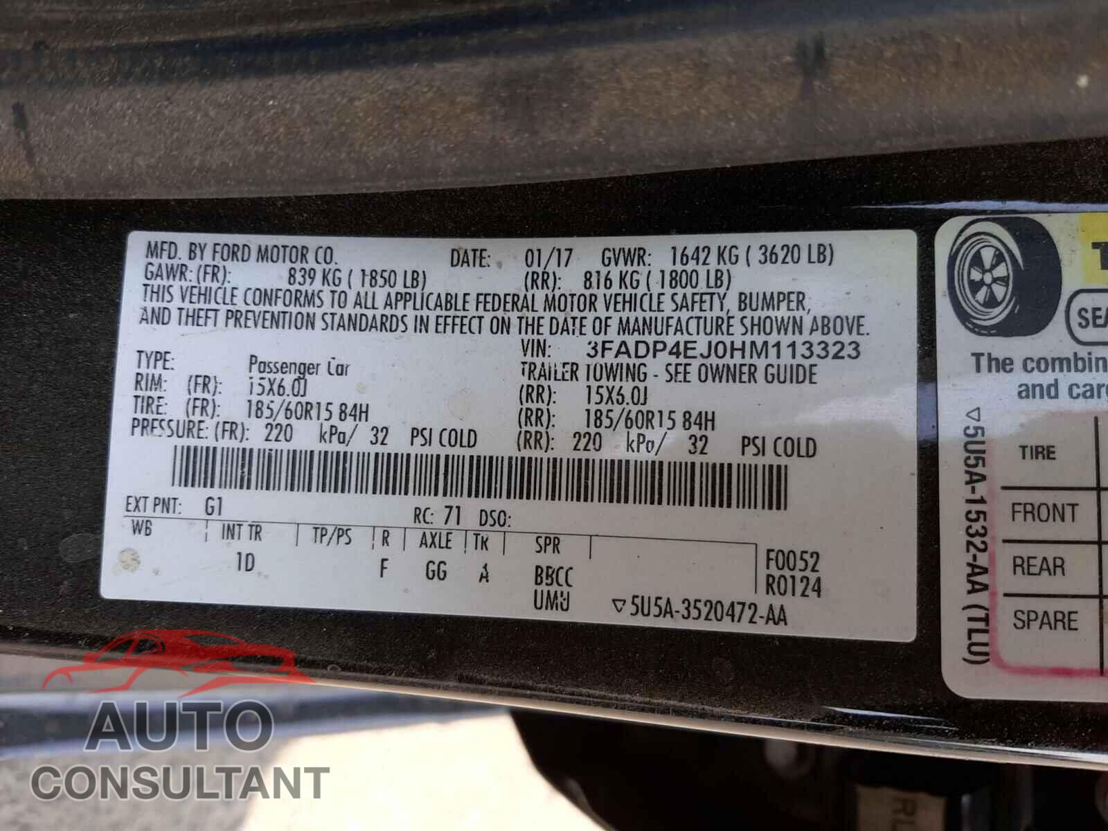 FORD FIESTA 2017 - 3FADP4EJ0HM113323