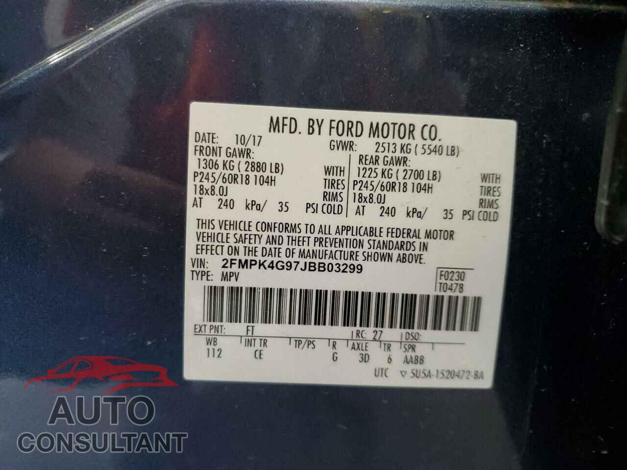 FORD EDGE 2018 - 2FMPK4G97JBB03299