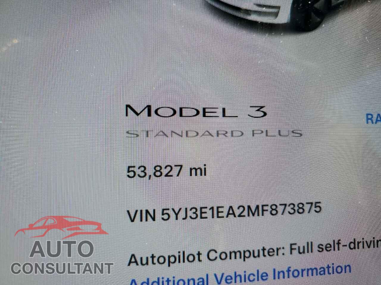 TESLA MODEL 3 2021 - 5YJ3E1EA2MF873875