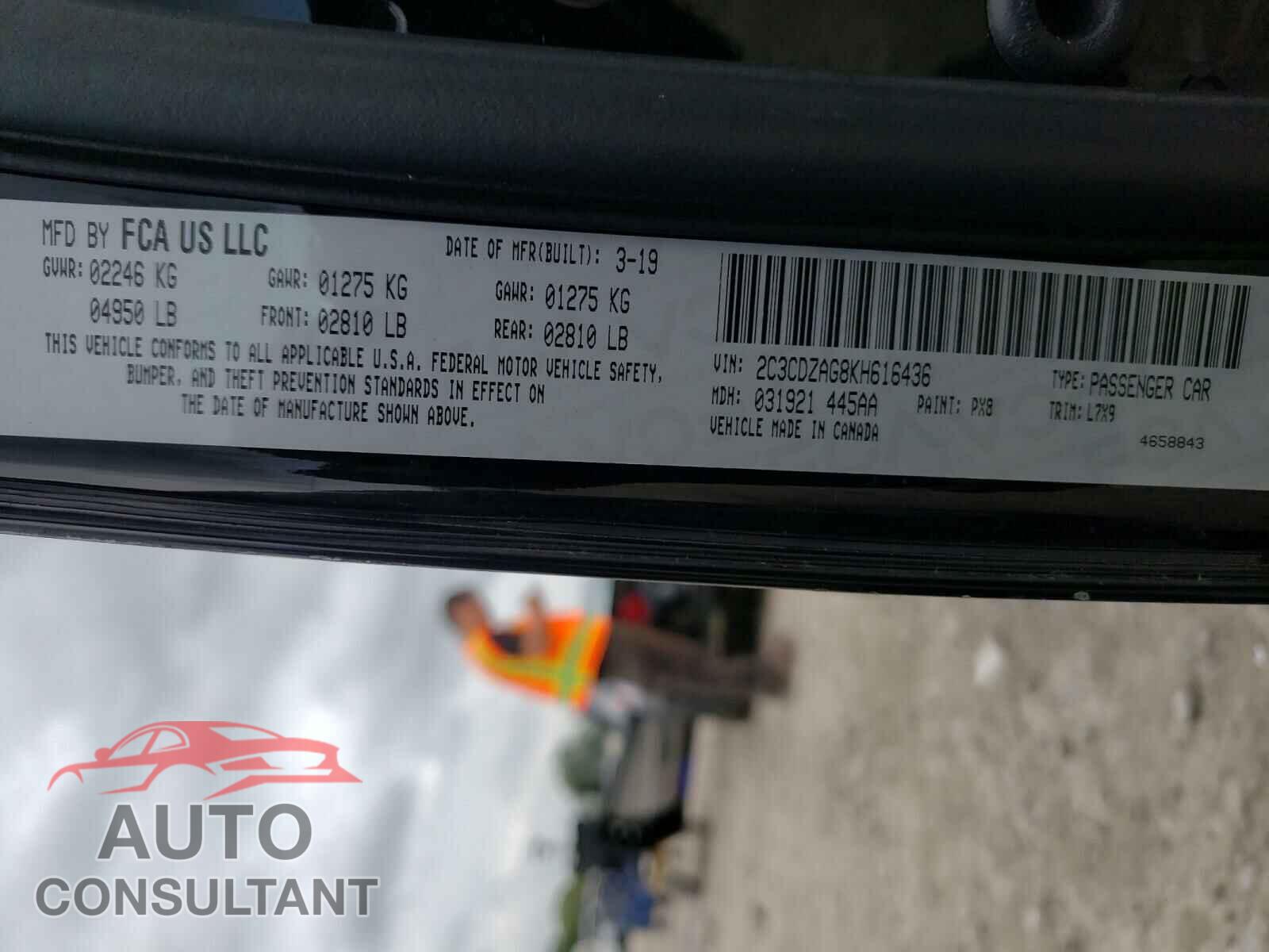 DODGE CHALLENGER 2019 - 2C3CDZAG8KH616436