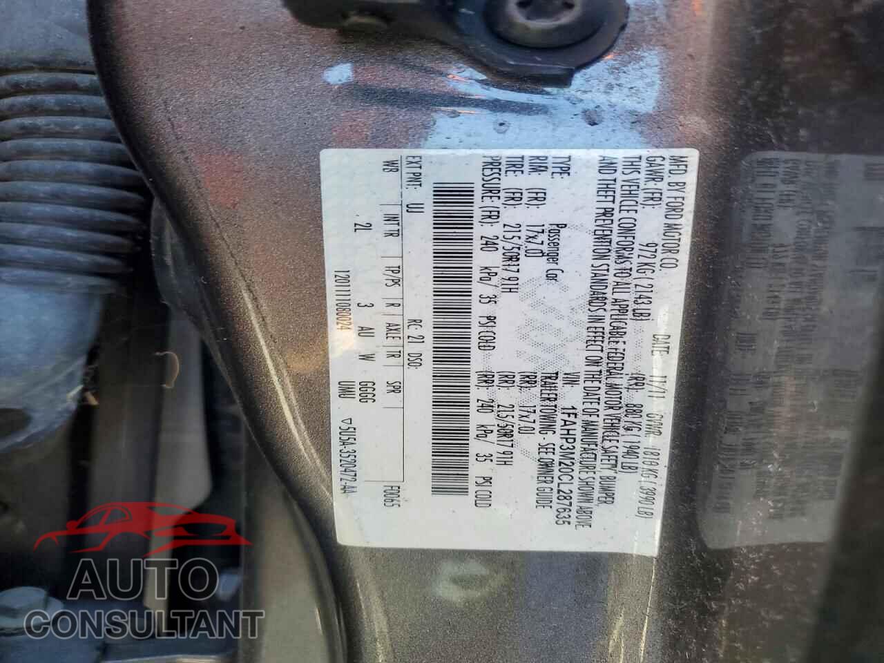 FORD FOCUS 2012 - 1FAHP3M20CL287635