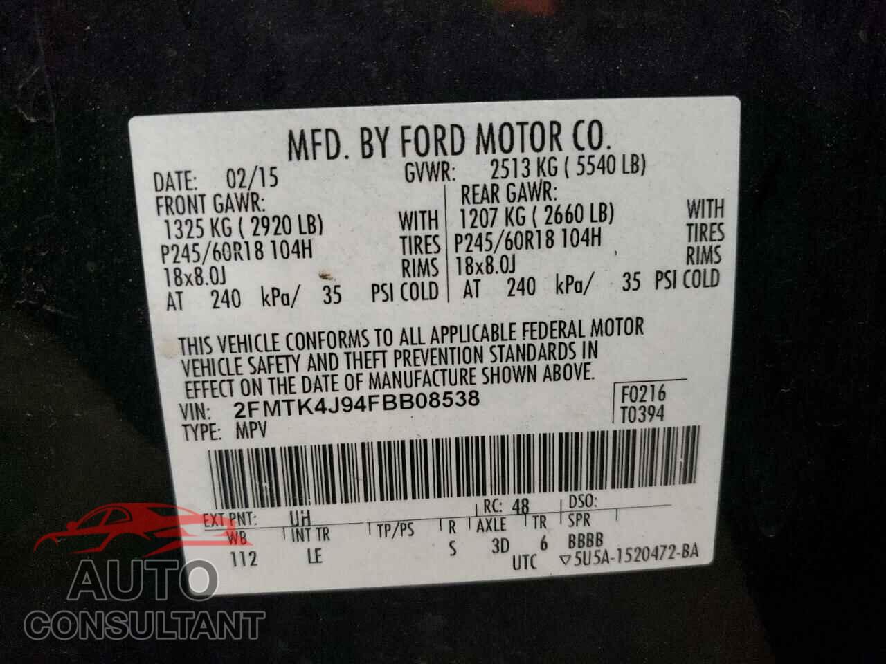 FORD EDGE 2015 - 2FMTK4J94FBB08538