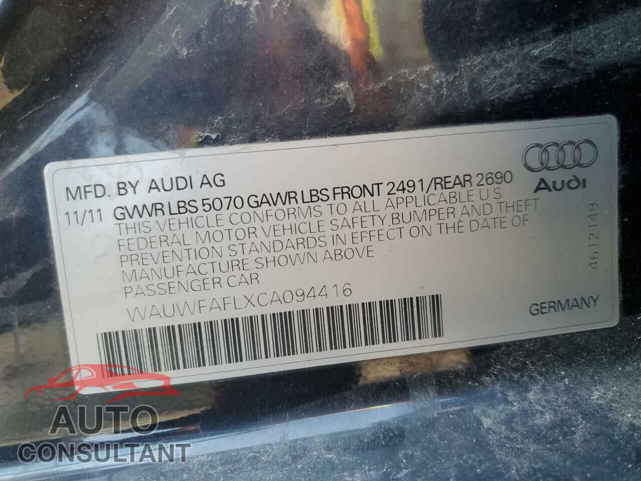 AUDI A4 2012 - WAUWFAFLXCA094416