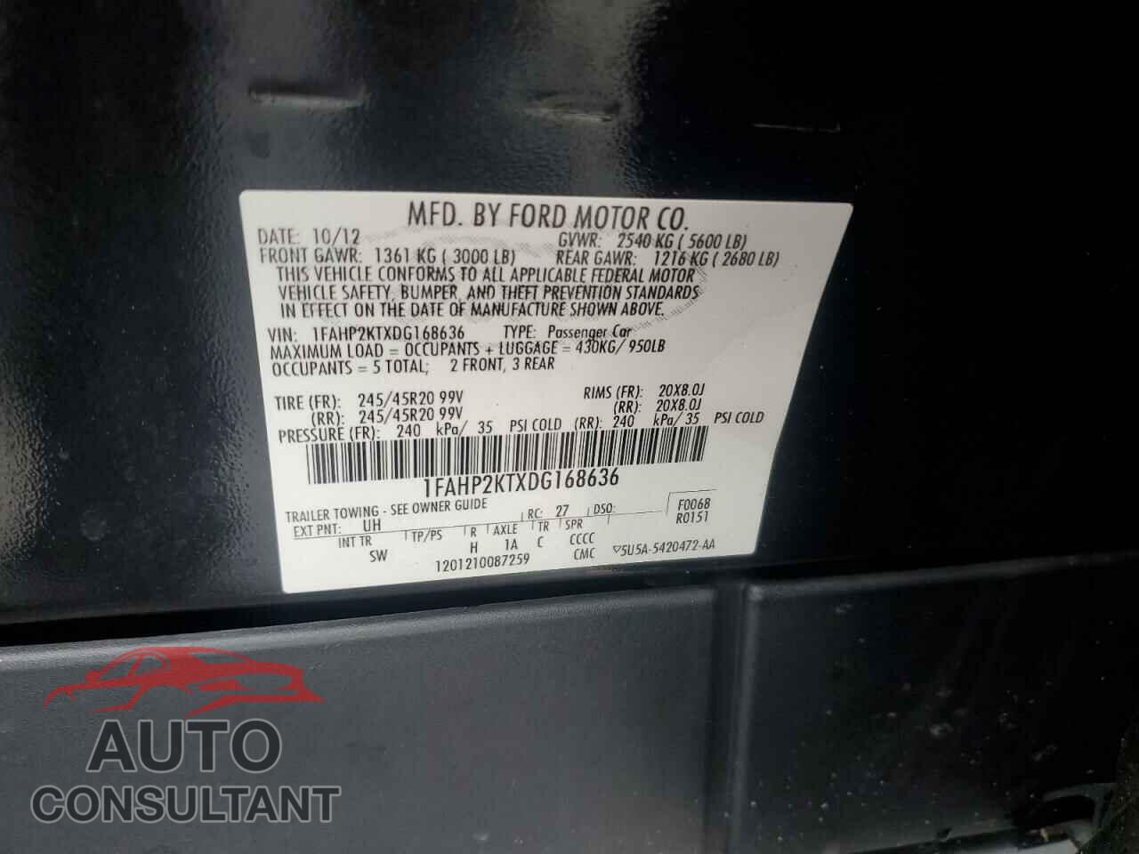 FORD TAURUS 2013 - 1FAHP2KTXDG168636