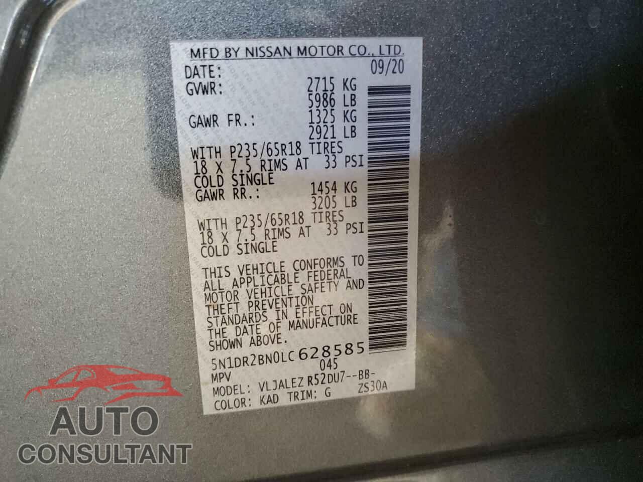 NISSAN PATHFINDER 2020 - 5N1DR2BN0LC628585