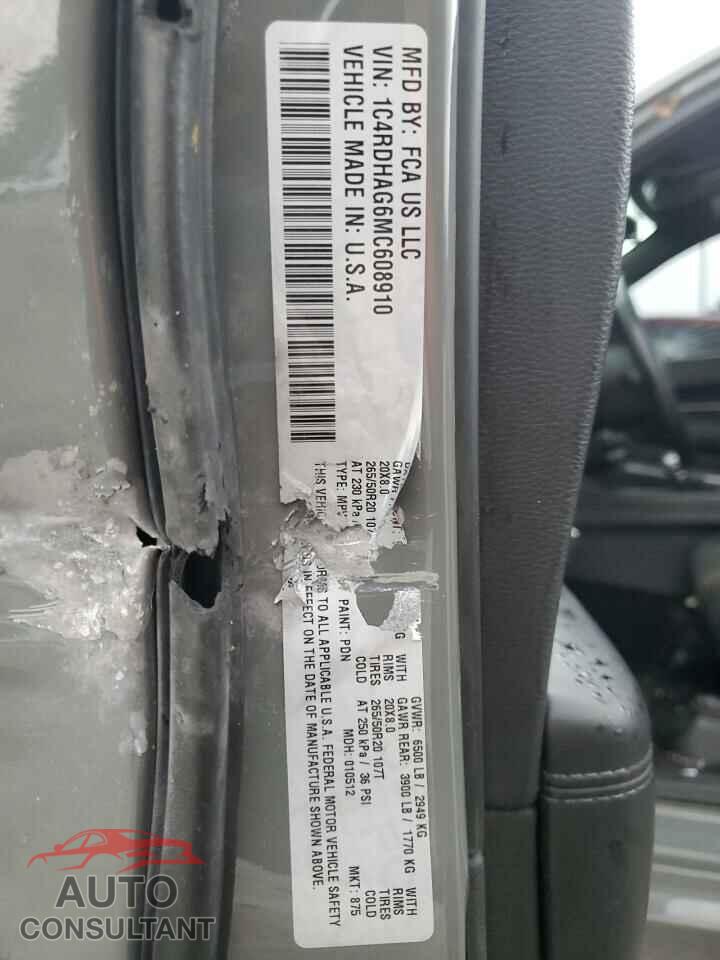 DODGE DURANGO 2021 - 1C4RDHAG6MC608910