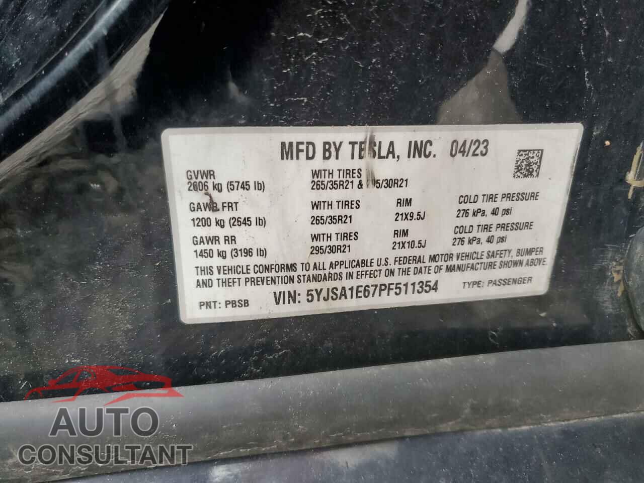 TESLA MODEL S 2023 - 5YJSA1E67PF511354
