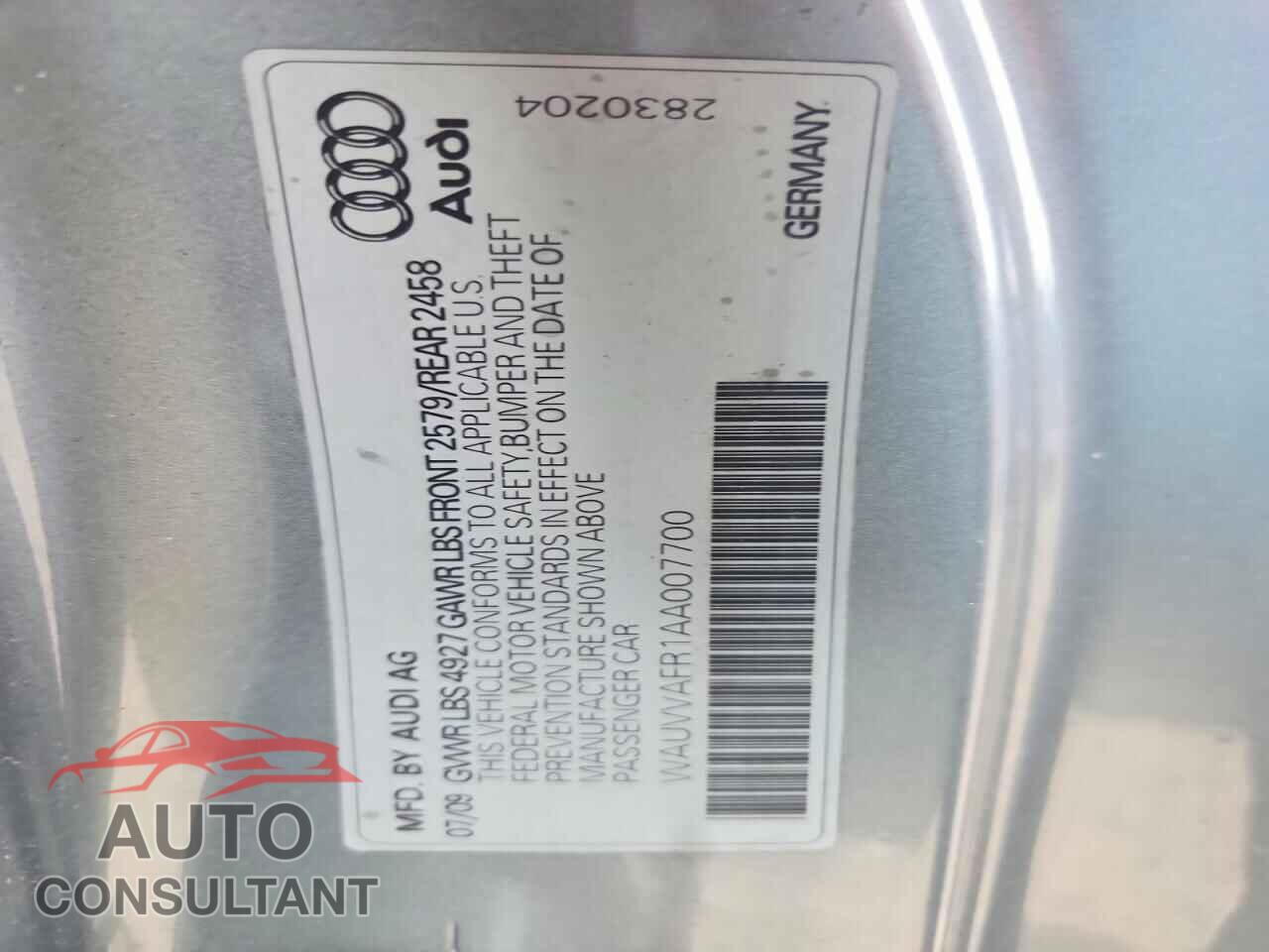 AUDI S5/RS5 2010 - WAUVVAFR1AA007700