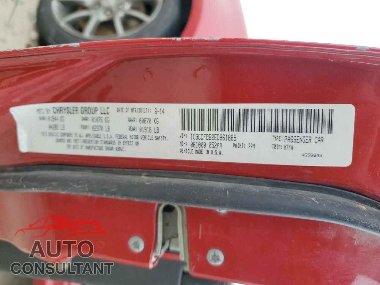 DODGE DART 2014 - 1C3CDFBB2ED861865