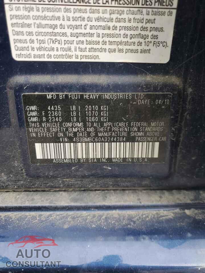 SUBARU LEGACY 2010 - 4S3BMBC60A3244384