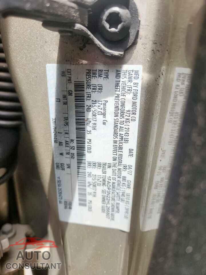 FORD FOCUS 2017 - 1FADP3N22HL266807