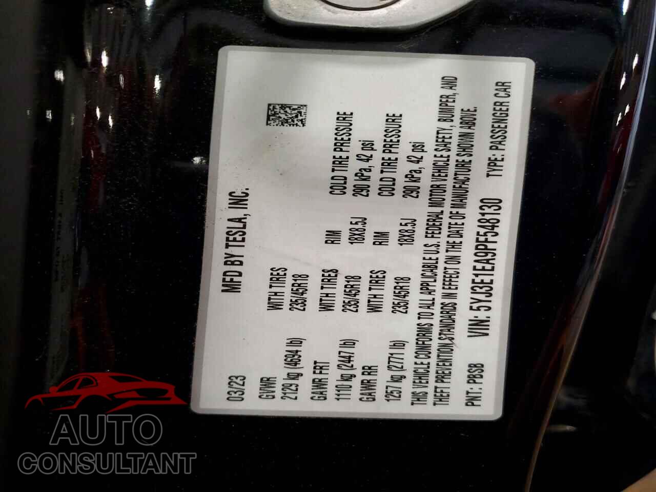 TESLA MODEL 3 2023 - 5YJ3E1EA9PF548130