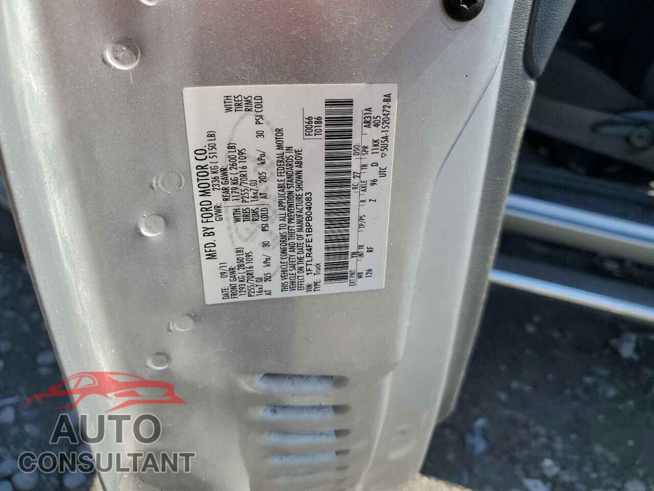 FORD RANGER 2011 - 1FTLR4FE1BPB04083