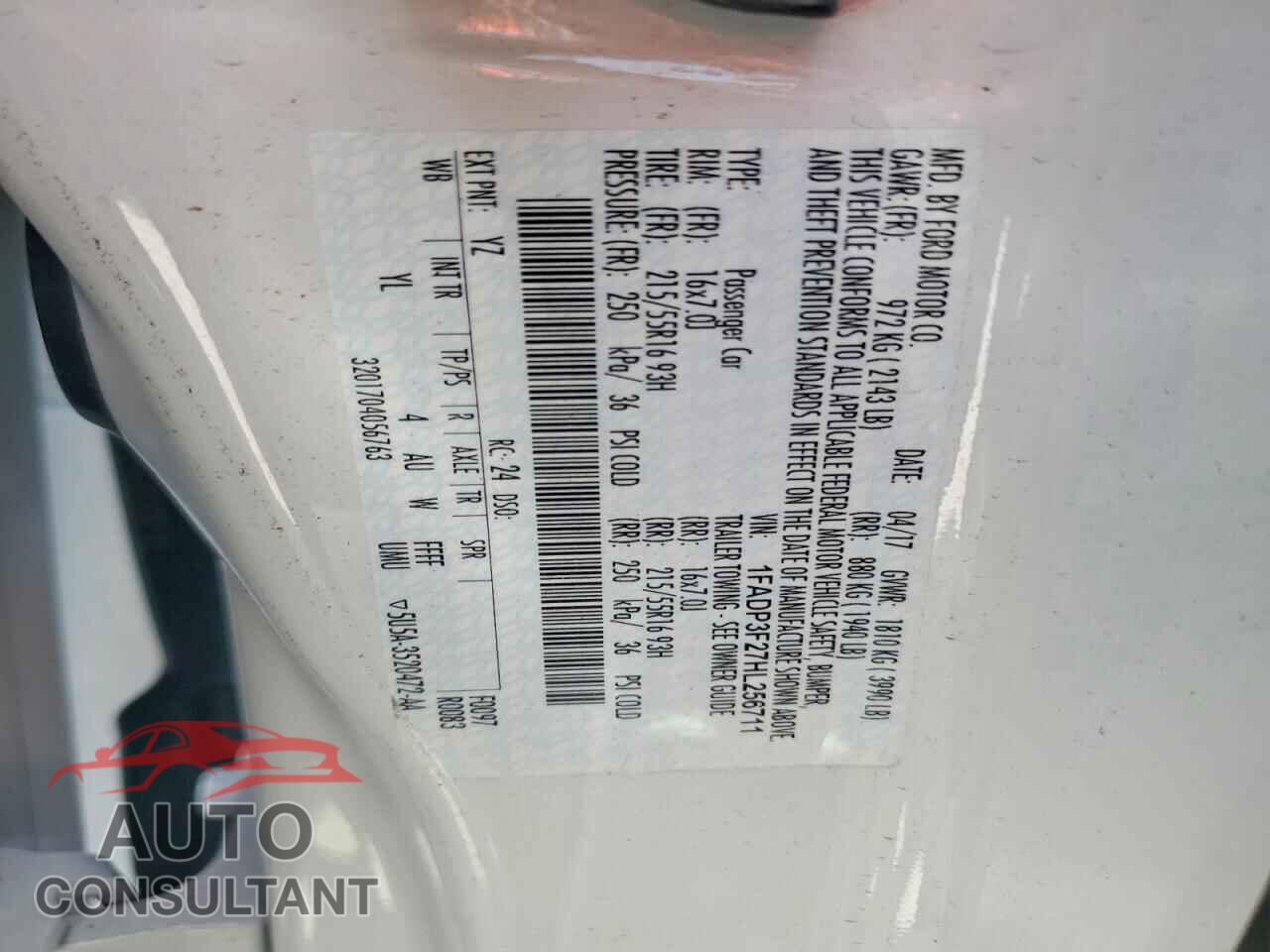 FORD FOCUS 2017 - 1FADP3F27HL256711