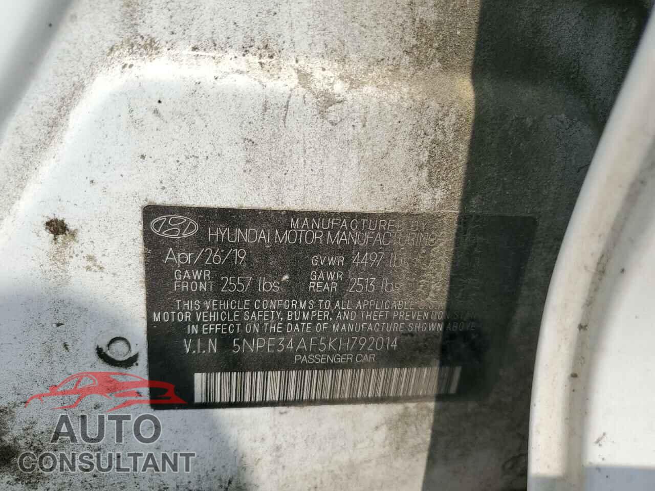 HYUNDAI SONATA 2019 - 5NPE34AF5KH792014