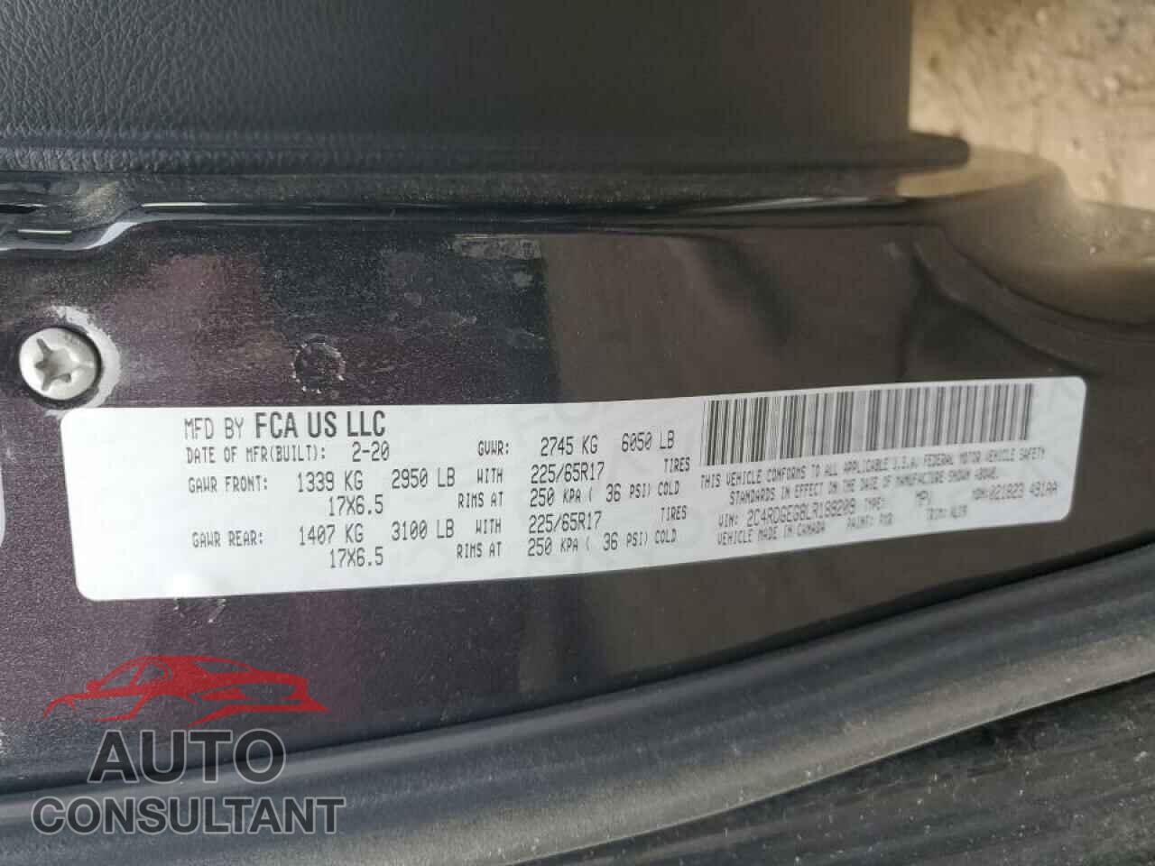 DODGE CARAVAN 2020 - 2C4RDGEG8LR189209