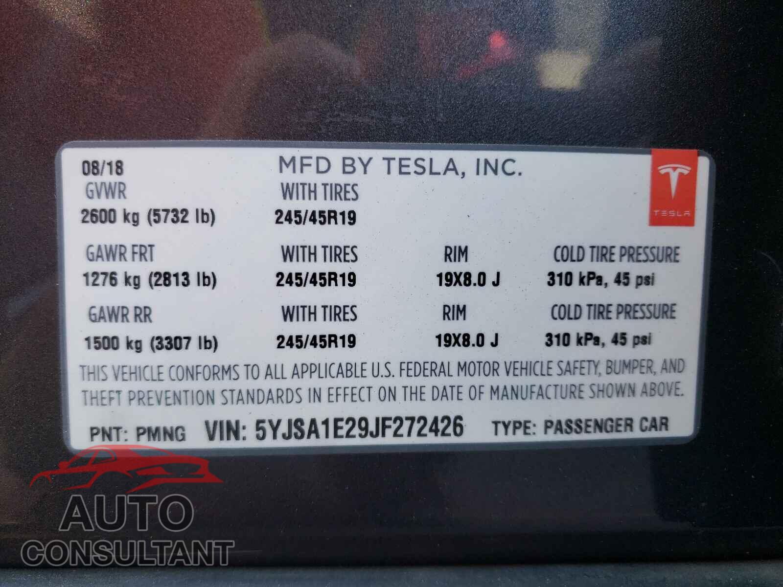 TESLA MODEL S 2018 - 5YJSA1E29JF272426